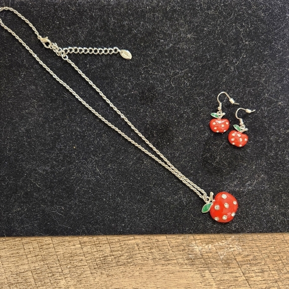 Jennie B. Red Apple Necklace and Earring Set - Picture 4 of 4